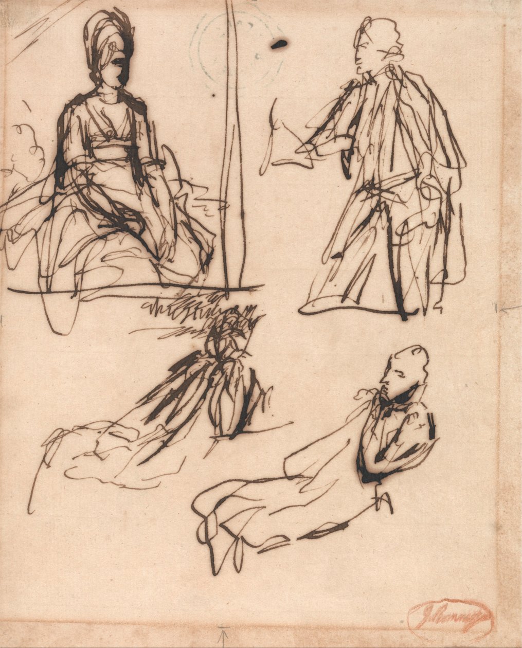 Estudios para retratos de un hombre y una mujer de George Romney