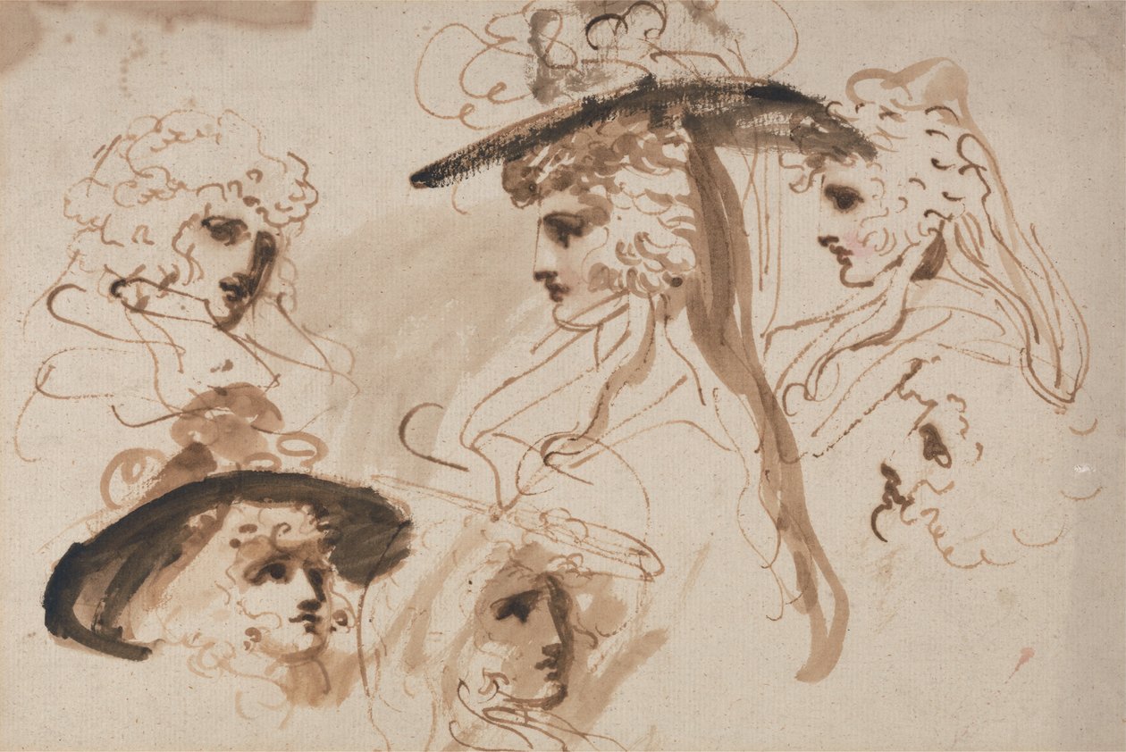 Estudios para la cabeza de una dama (Estudios de la cabeza de una mujer) de George Romney
