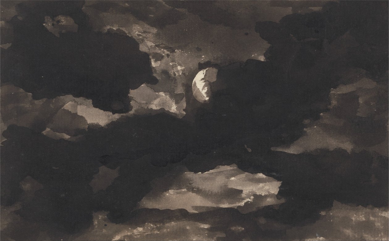 Estudio de un cielo nublado iluminado por la luna de George Romney