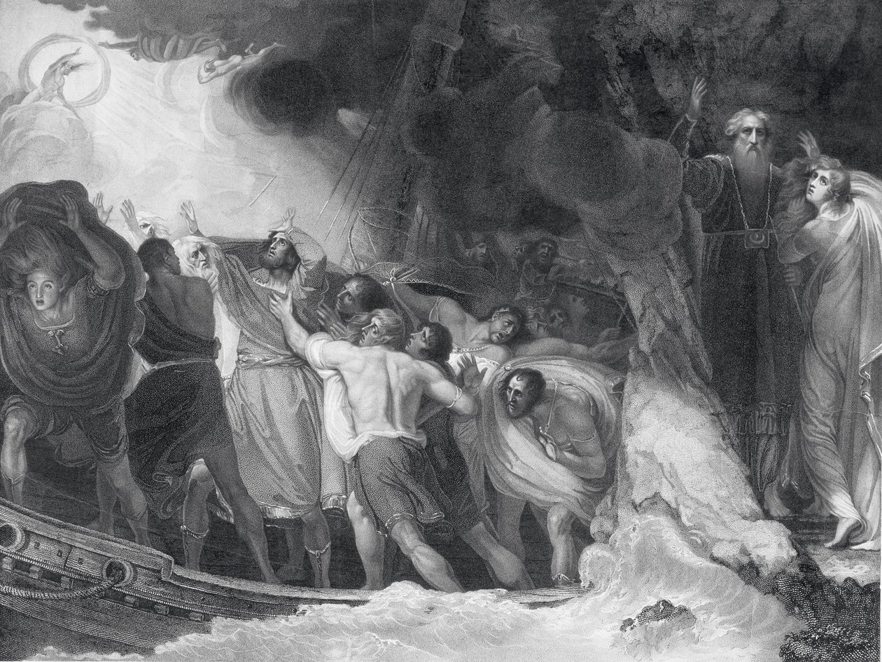 La tempestad, Acto I, Escena I, grabado por B. Smith, 1797 de George Romney
