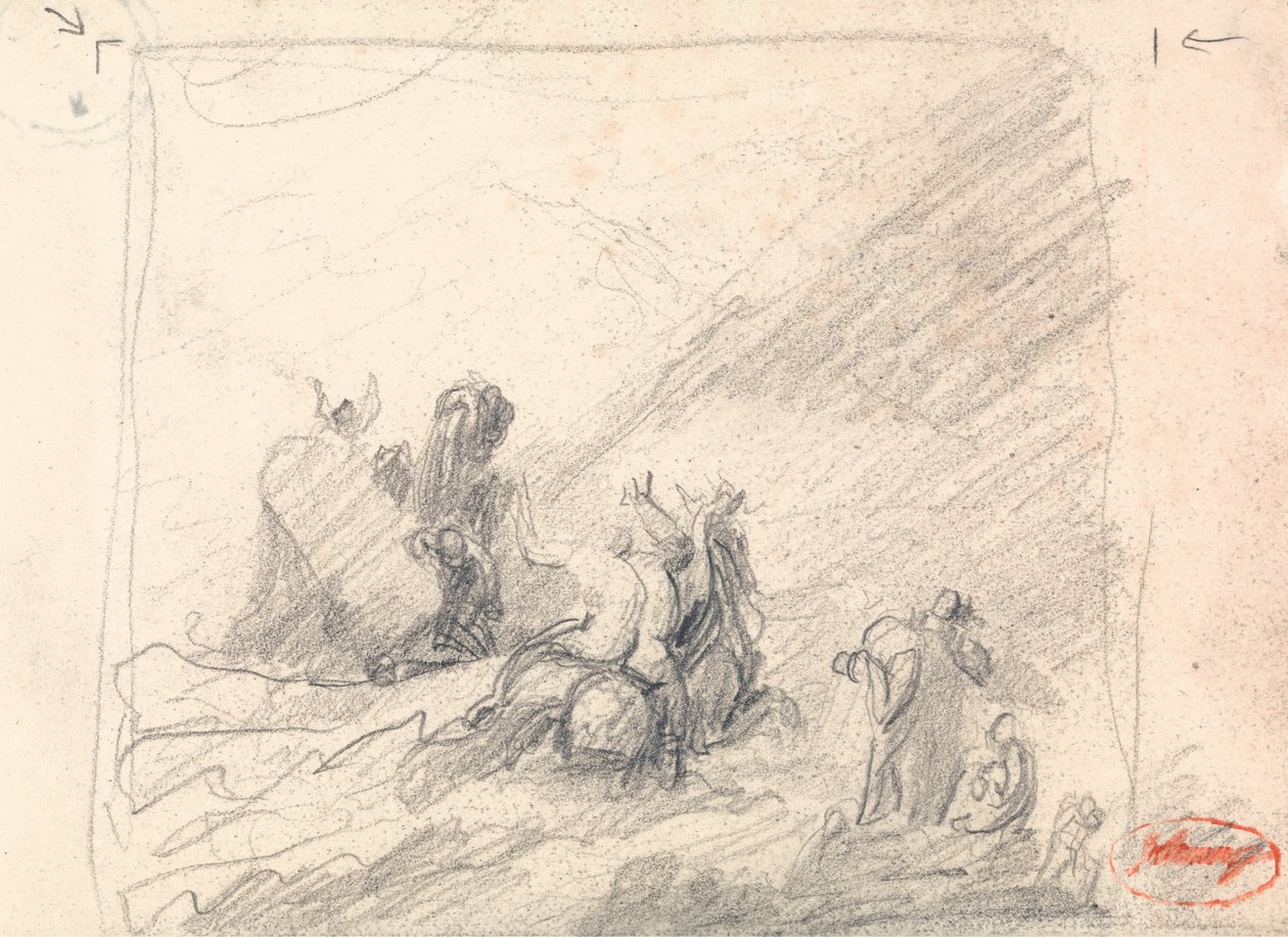 Wolgemuth rescatando a los náufragos del Cabo de Buena Esperanza de George Romney