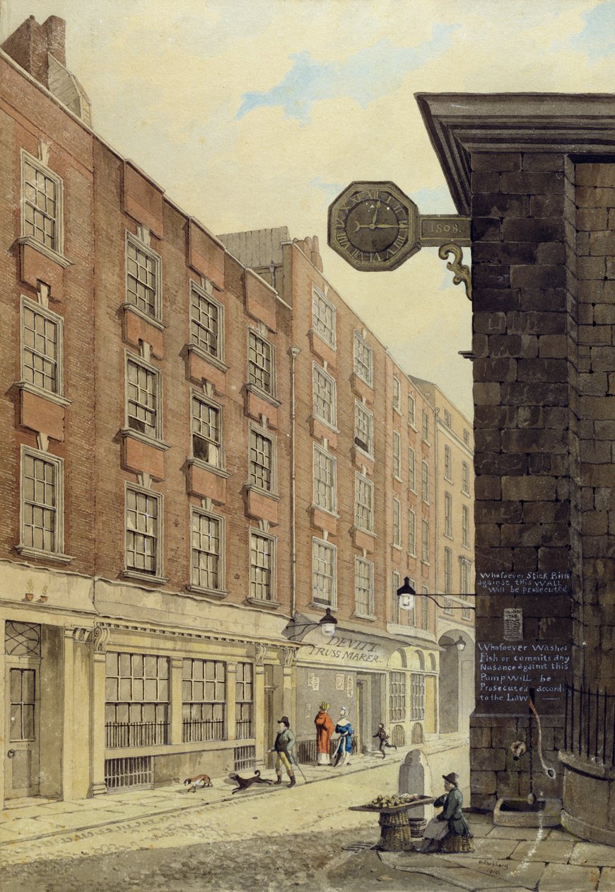 Lombard Street West, con St. Mary Woolnoth, 1810 de George Shepherd