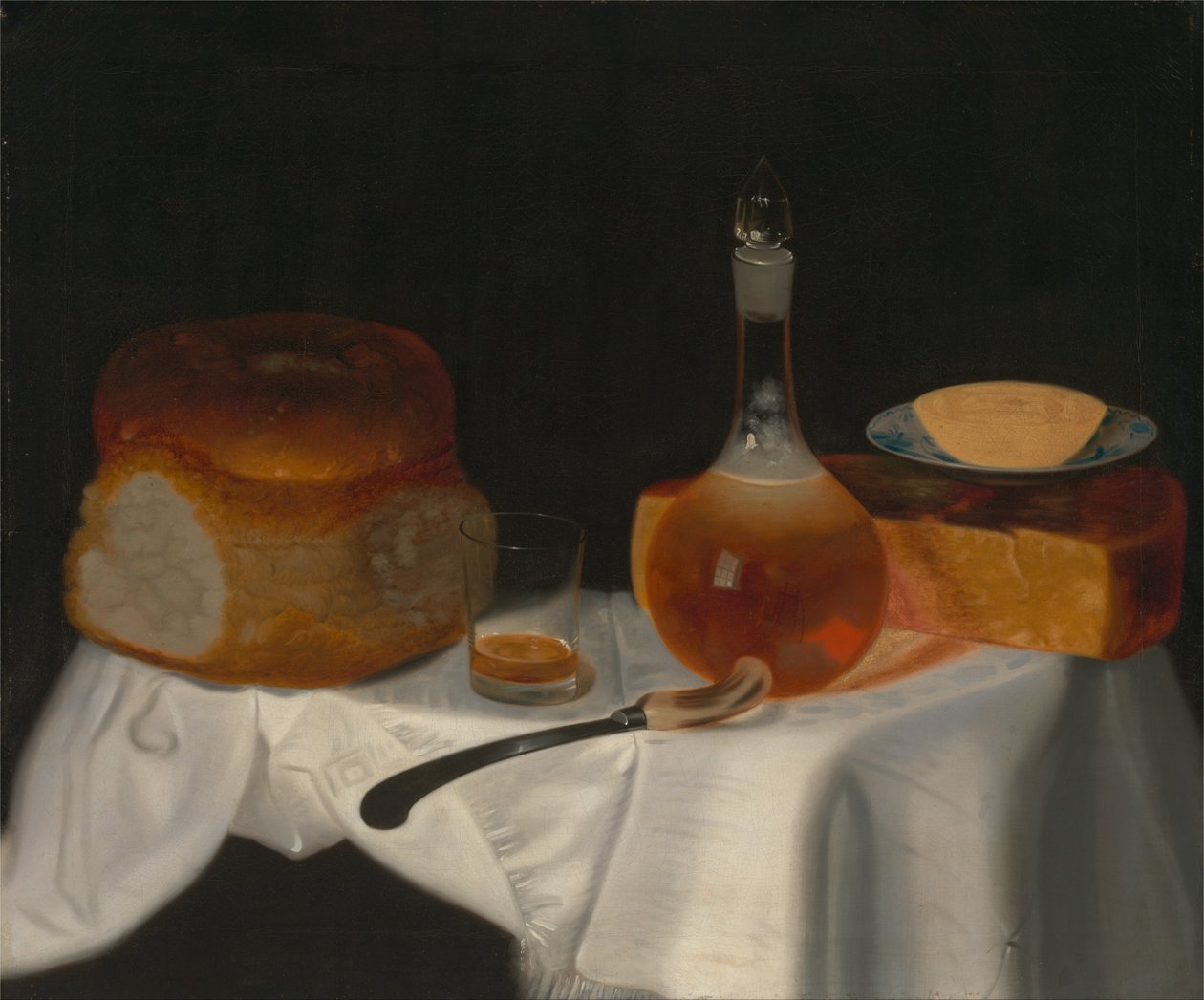 Naturaleza muerta de pan, mantequilla y queso de George Smith