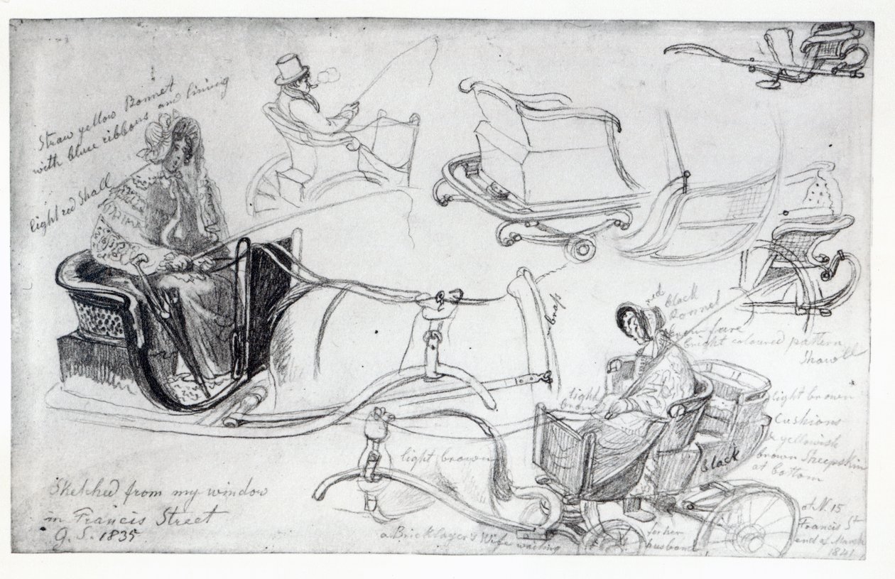 Pony y Trampas en Francis Street, Londres, 1835 de George Snr Scharf