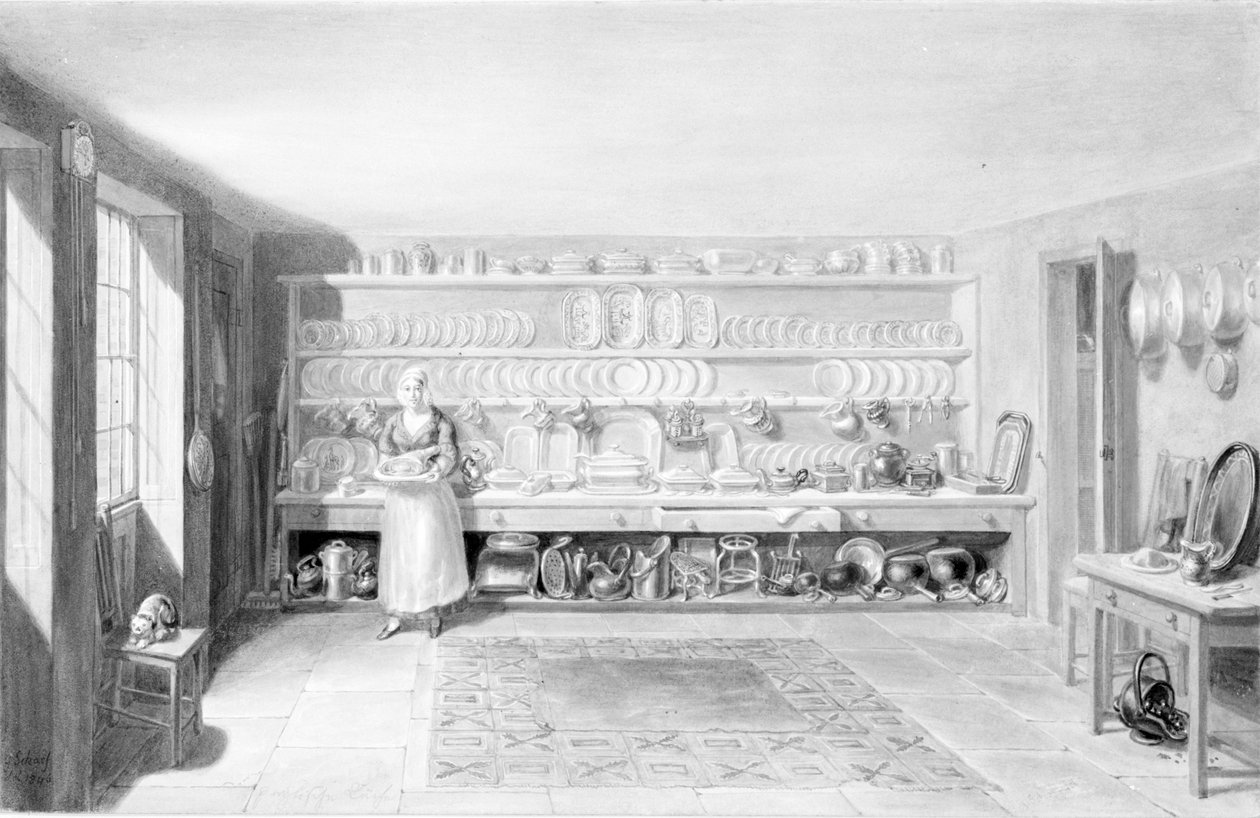 La cocina del artista en Francis Street, 1846 de George Snr Scharf