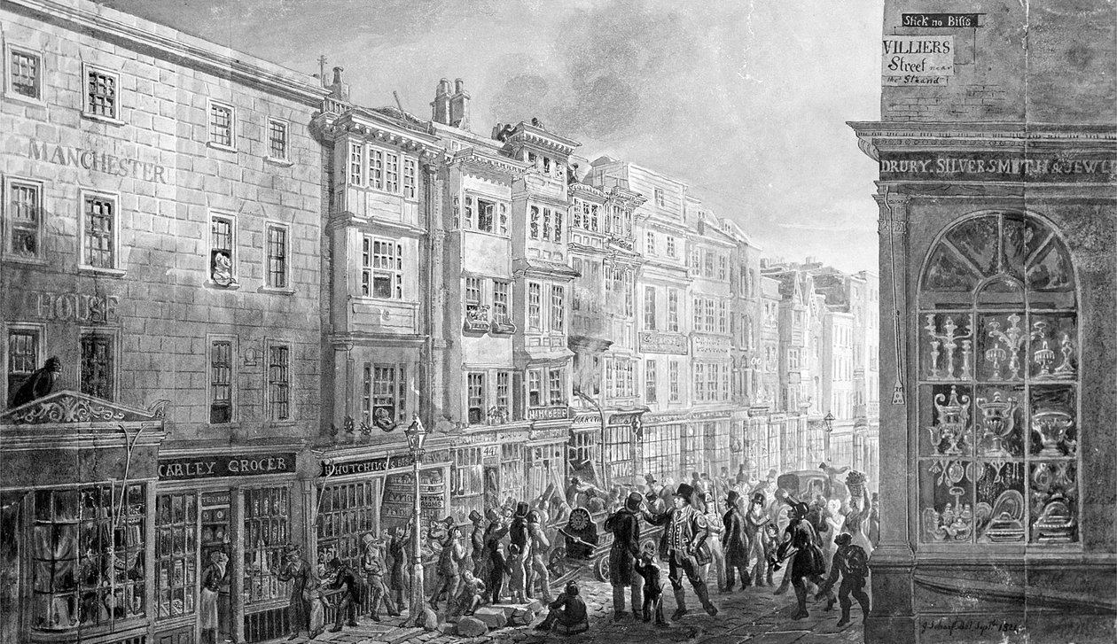 The Strand desde la esquina de Villiers Street, 1824 de George Snr Scharf