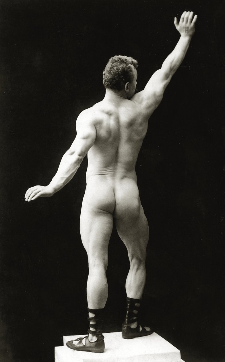 Eugen Sandow, en pose clásica grecorromana antigua, c.1894 de George Steckel