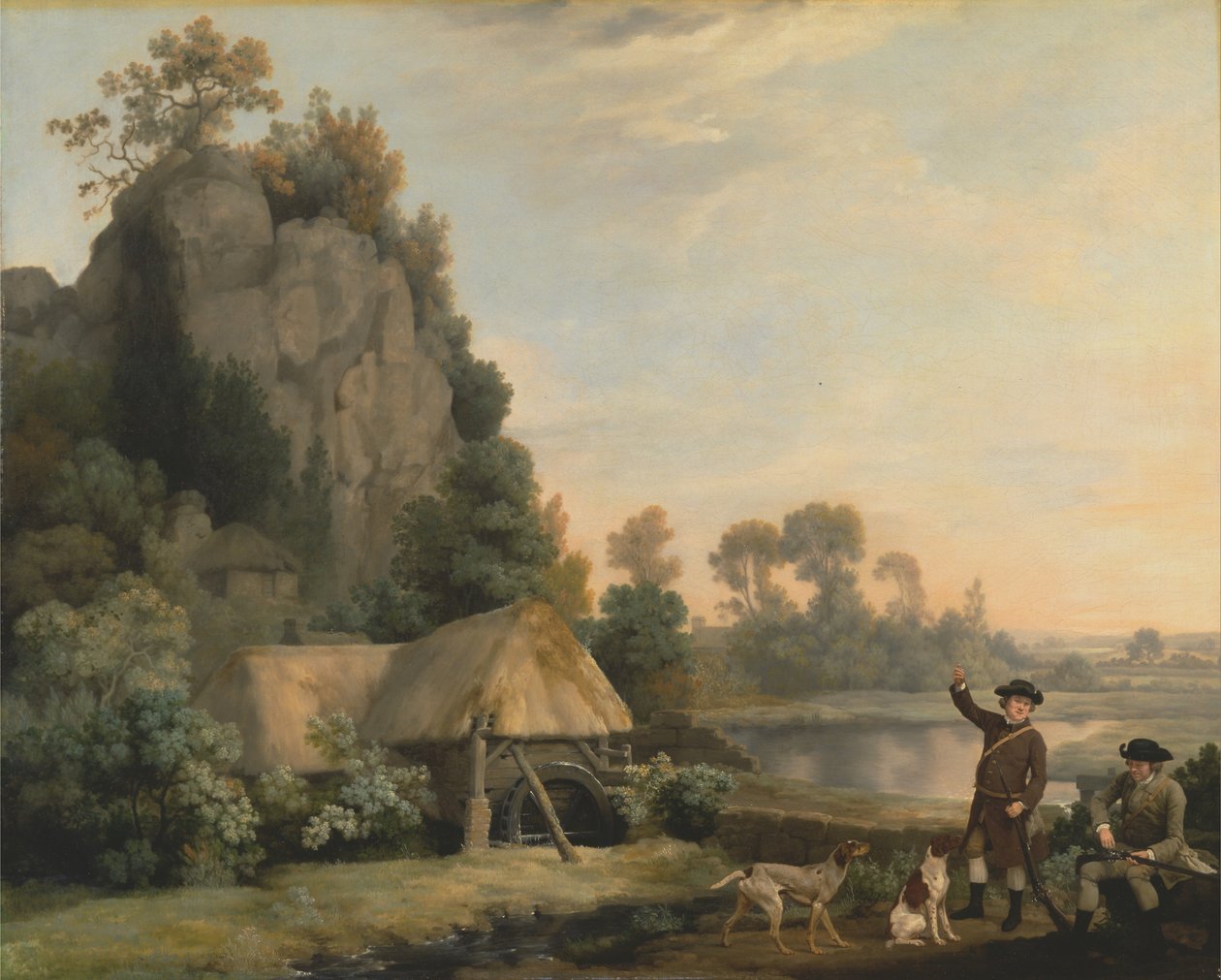 Dos caballeros yendo a cazar, con una vista de Creswell Crags, tomada en el lugar de George Stubbs