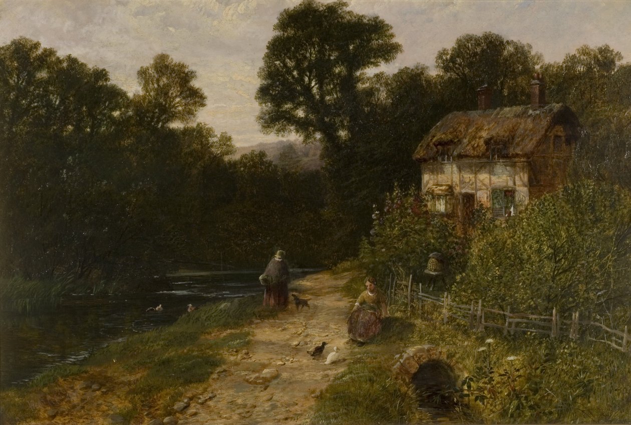 Paisaje con cabaña y figuras de George Vicat Cole