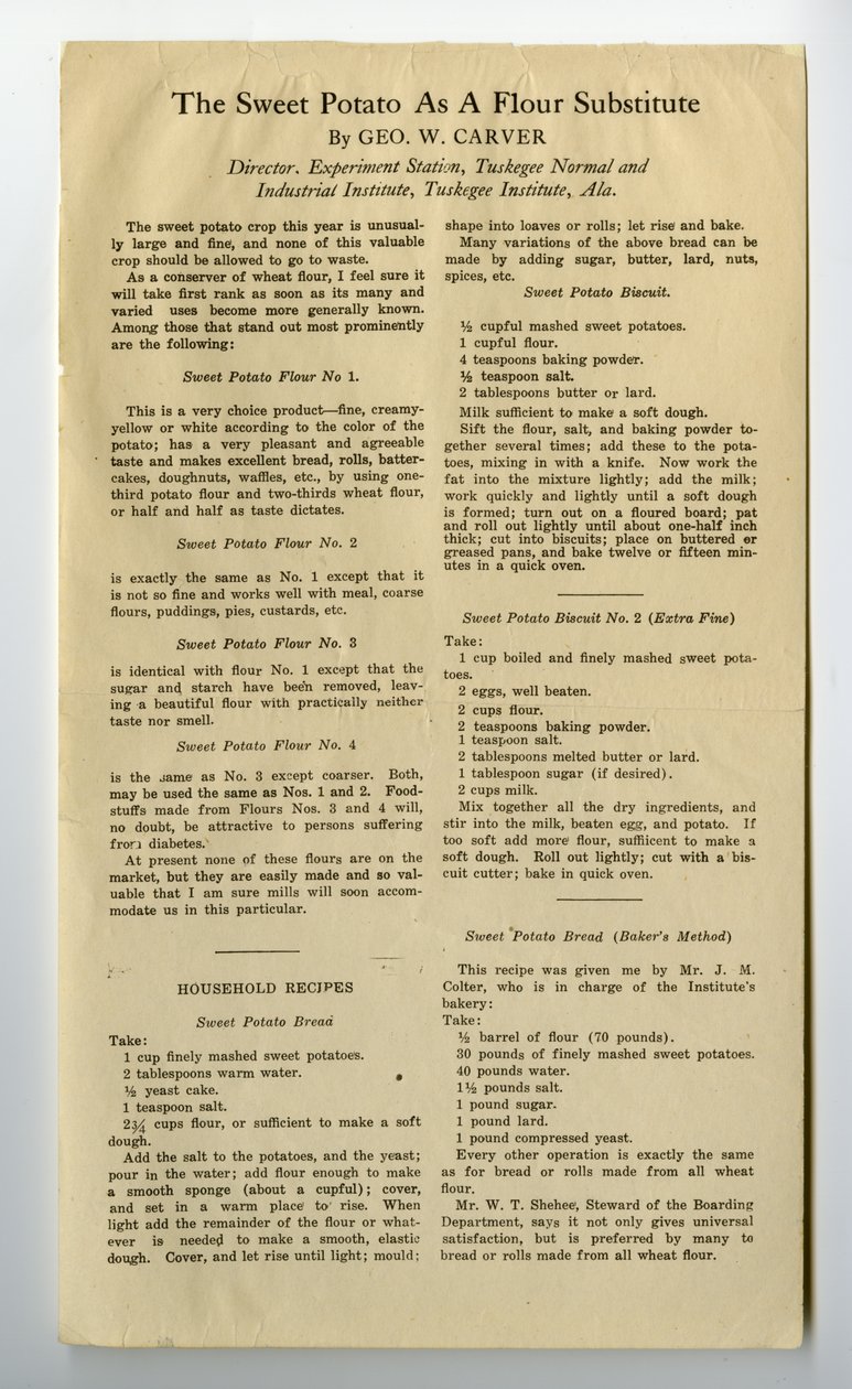 La batata como sustituto de la harina, c.1915 de George Washington Carver