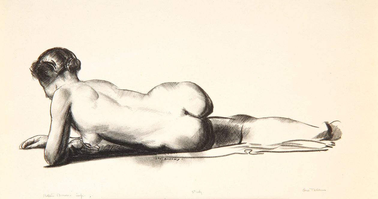 Estudio de desnudo, mujer acostada boca abajo, 1923-24 de George Wesley Bellows