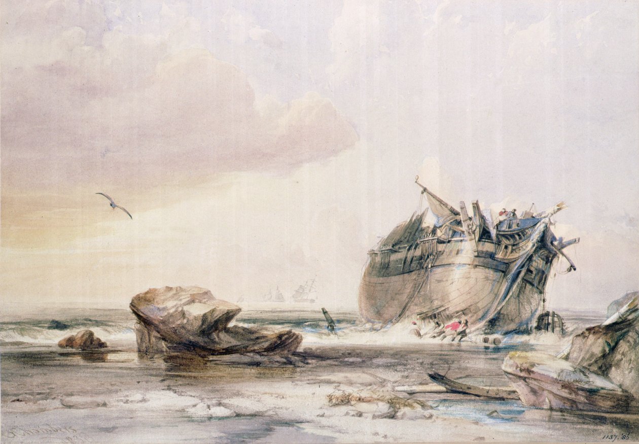 Costa Rocosa, con Barco Desmantelado de George the Elder Chambers
