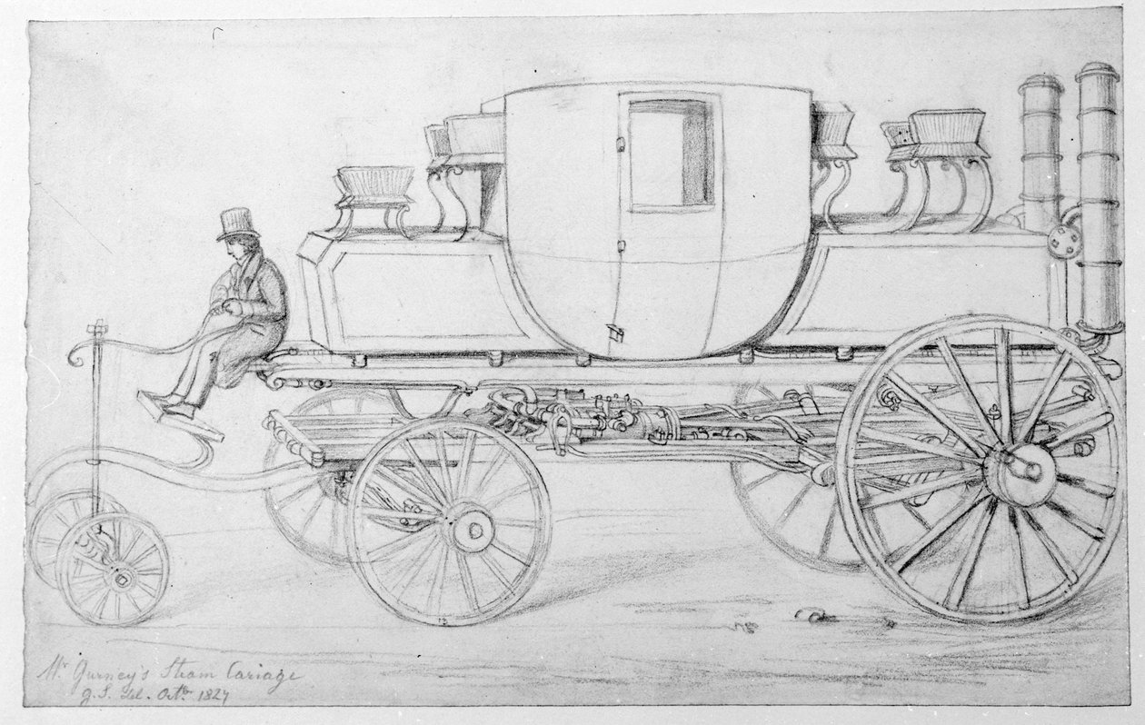 Carro de vapor de Gurney, 1827 de George the Elder Scharf