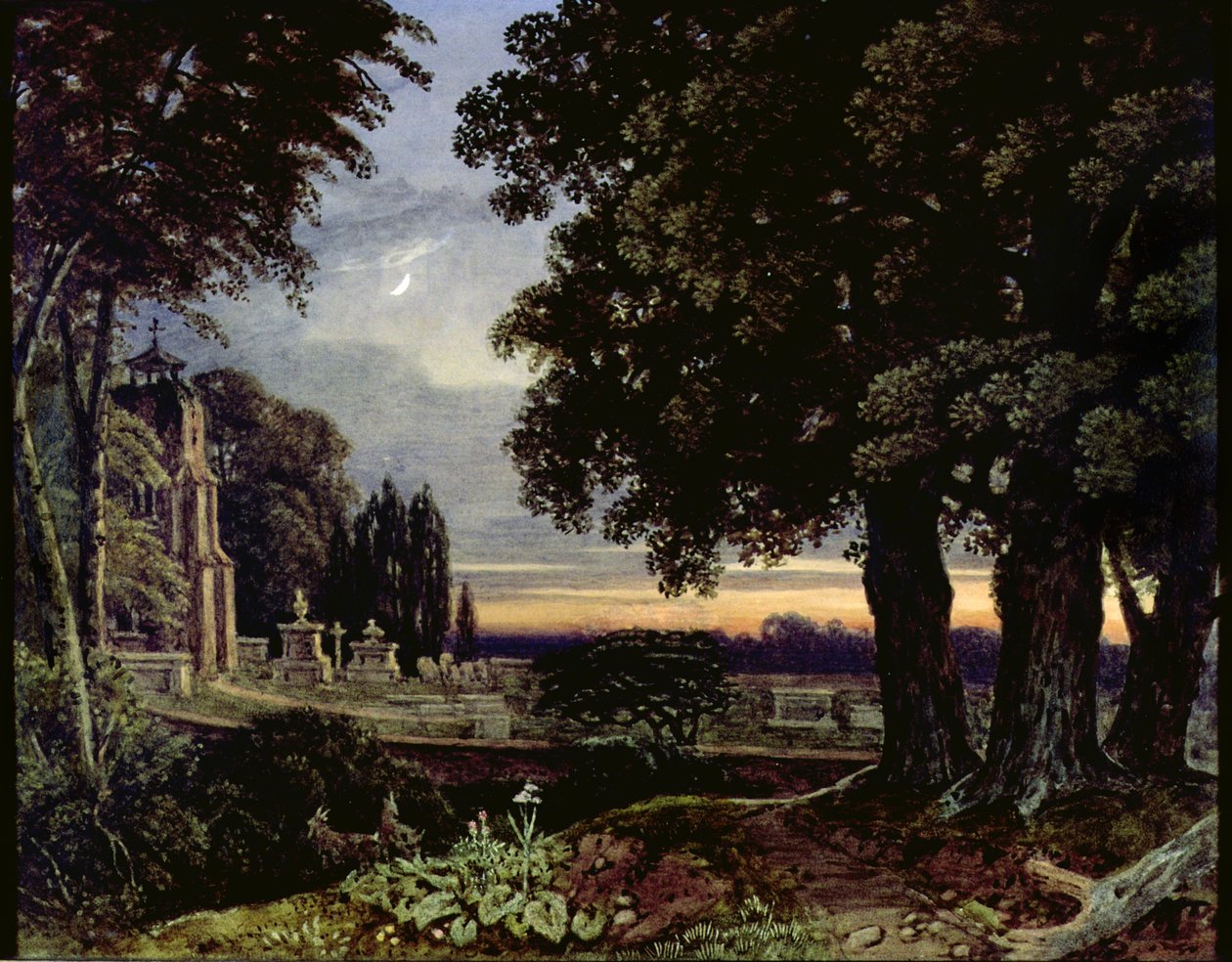 Luz de luna, pensamientos en un cementerio de George the Younger Barret
