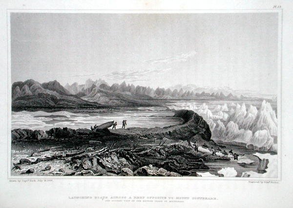 Lanzamiento de Botes a través de un Arrecife frente al Monte Conybeare, de 