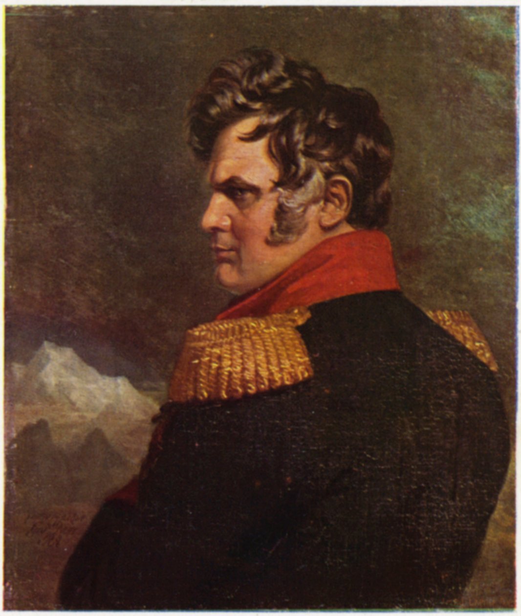 Retrato del General Ermoloff (litografía en color) de George (after) Dawe