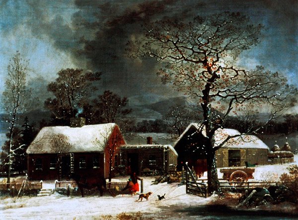 Escena de invierno en New Haven, c.1858 de George (after) Durrie