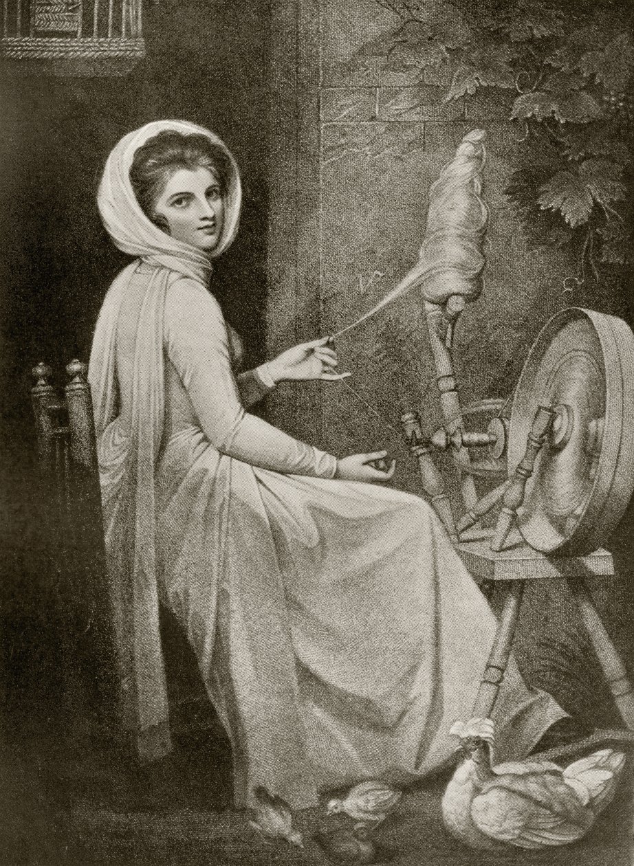 Lady Hamilton como La Hilandera, grabado por Thomas Cheesman, de 