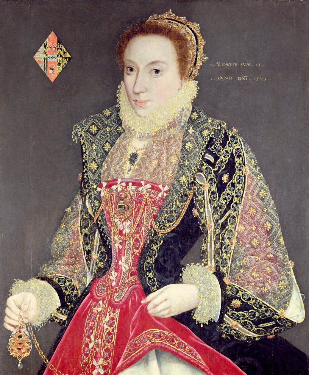Mary Denton, nacida Martyn, 15 años en 1573 (óleo sobre tabla) de George (attr. to) Gower