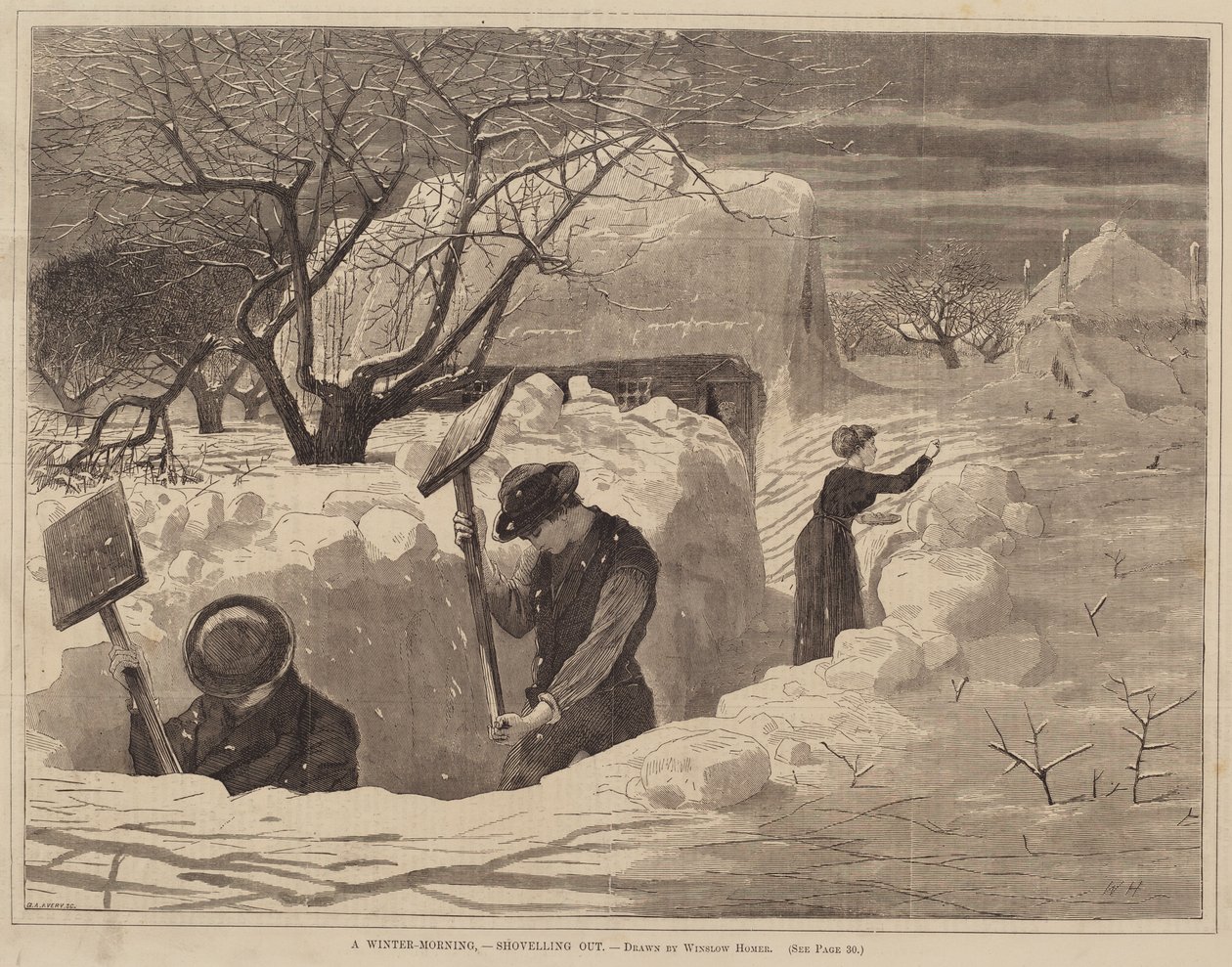 Una mañana de invierno, - Quitando la nieve de George A. Avery