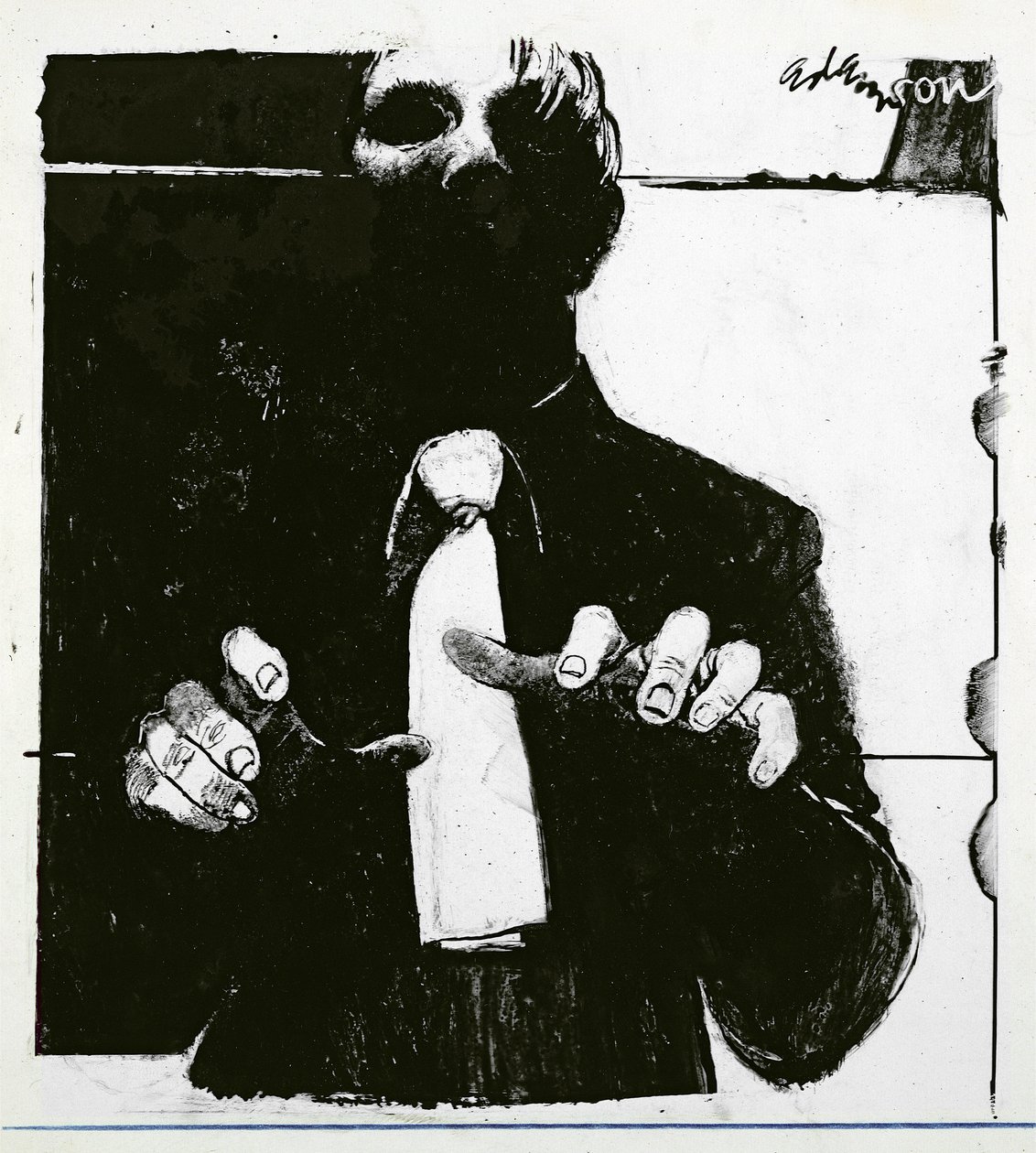 Ilustración para Cuidar a un Paciente Ciego, un artículo en Nursing Times, publicado el 30 de octubre de 1975 de George Adamson