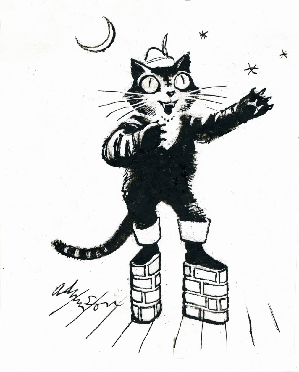El gato con botas (plataforma de pared de ladrillo) de George Adamson