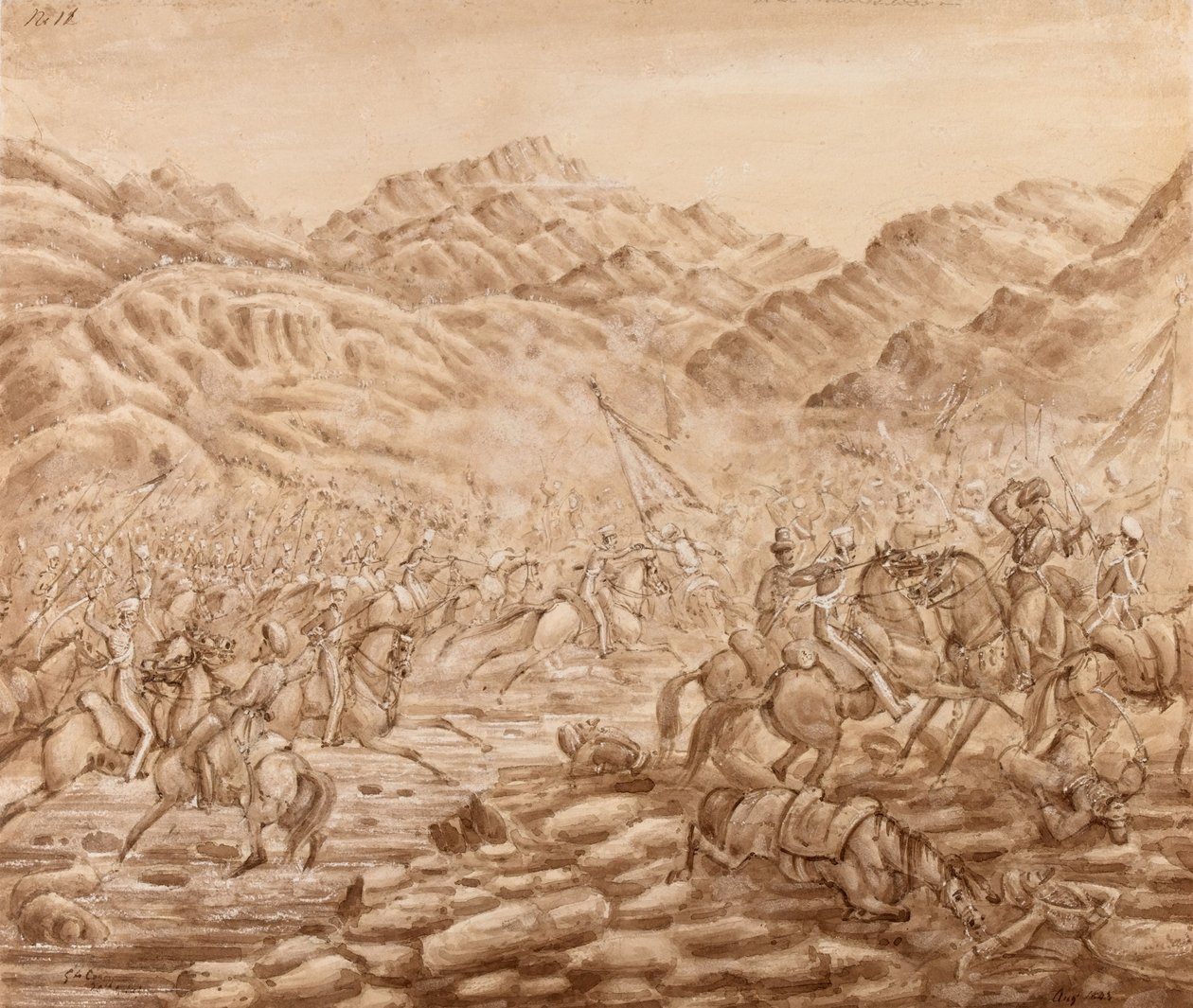 Carga de la caballería de la retaguardia en la batalla de Tezeen de George Alfred Croly