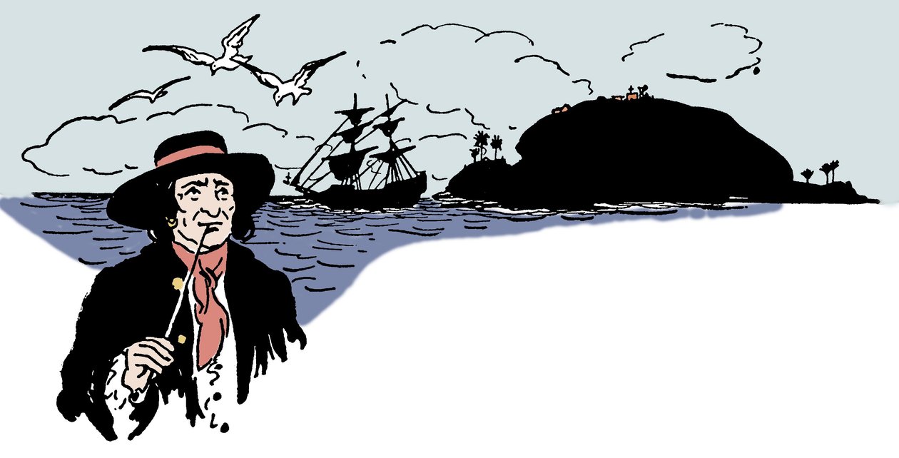 Representación de la Isla Tortuga en el Mar Caribe. Ilustración de “The boys book of pirates” de George Albert Williams (1875-1932) 1913 de George Alfred Williams