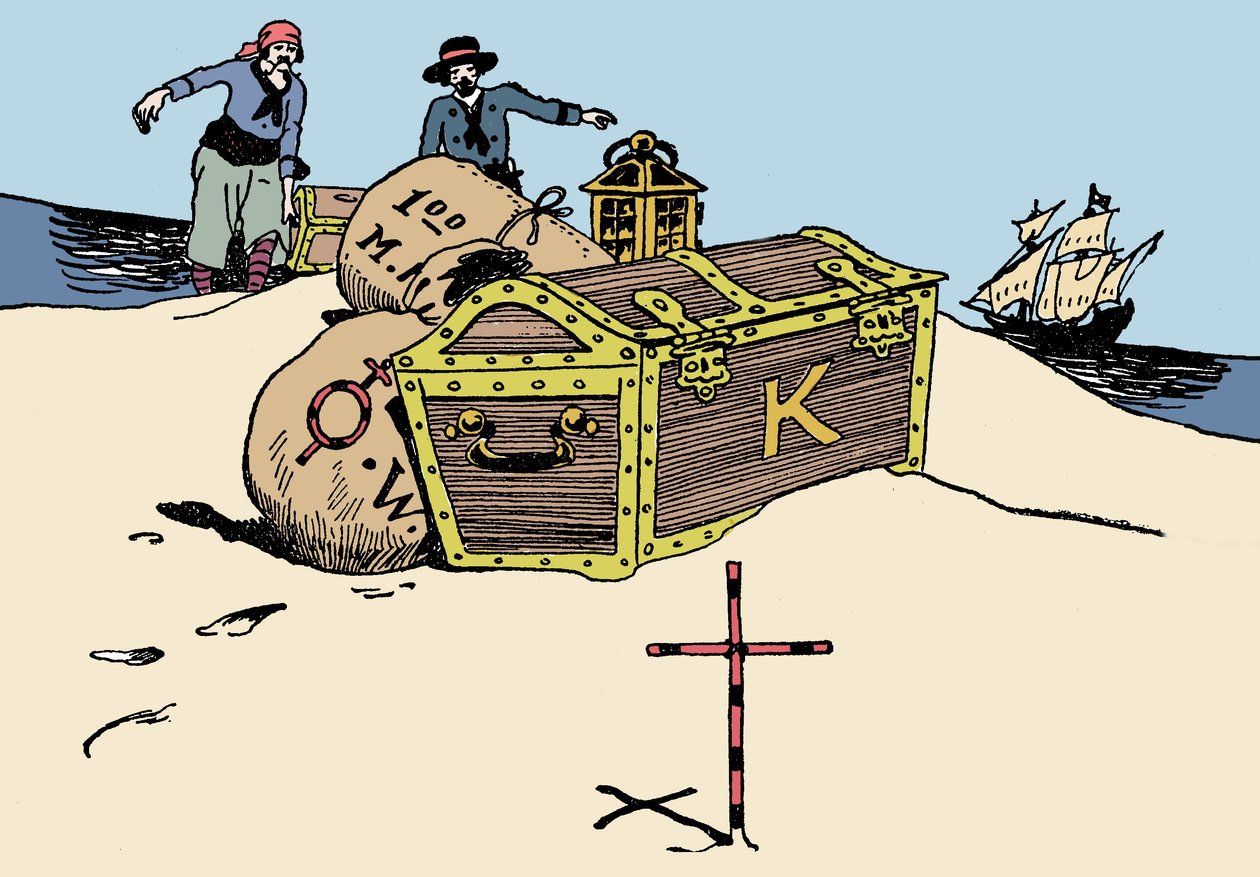 Transporte del tesoro. Ilustración de “El libro de los piratas y los grandes corsarios” de George Albert Williams (1875-1932) 1900 de George Alfred Williams