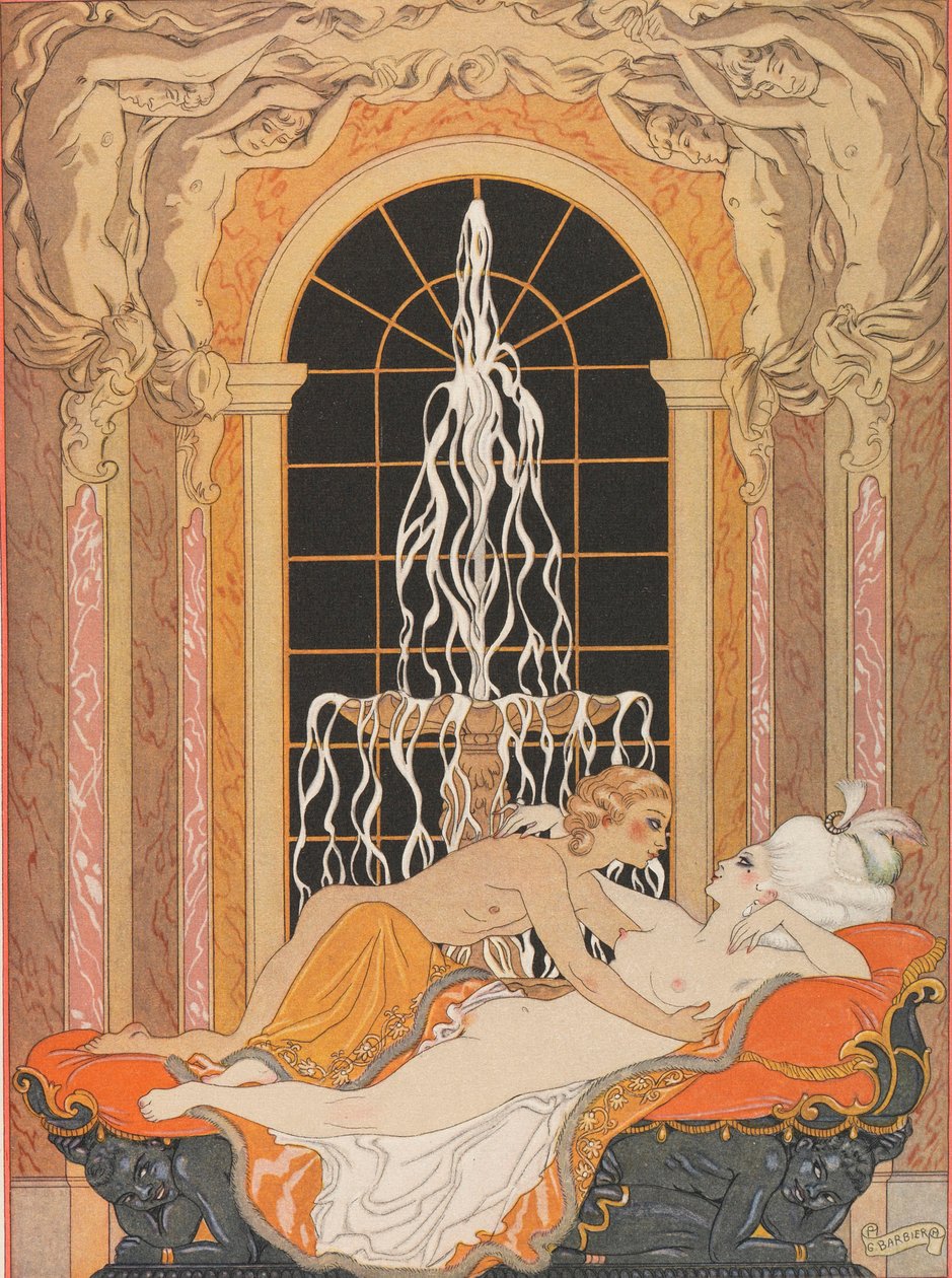 Ilustración para la novela epistolar Las relaciones peligrosas, 1934 de George Barbier