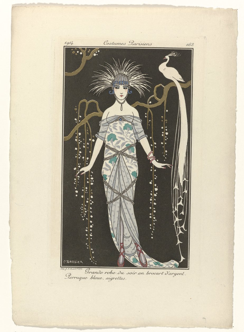 Journal des Dames et des Modes, Costumes Parisiens, 1914, No. 168 : Grande robe du soir (...) de George Barbier