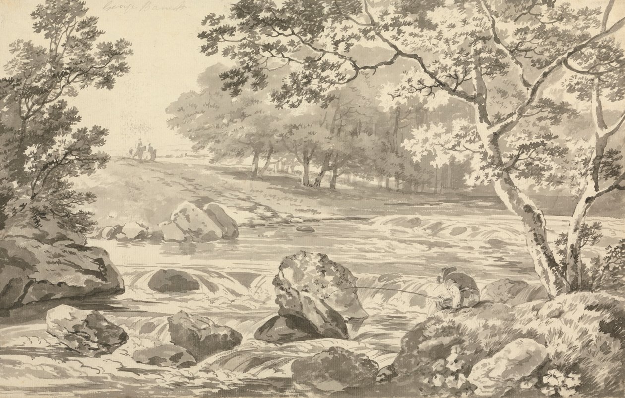 Río con pescador de George Barret