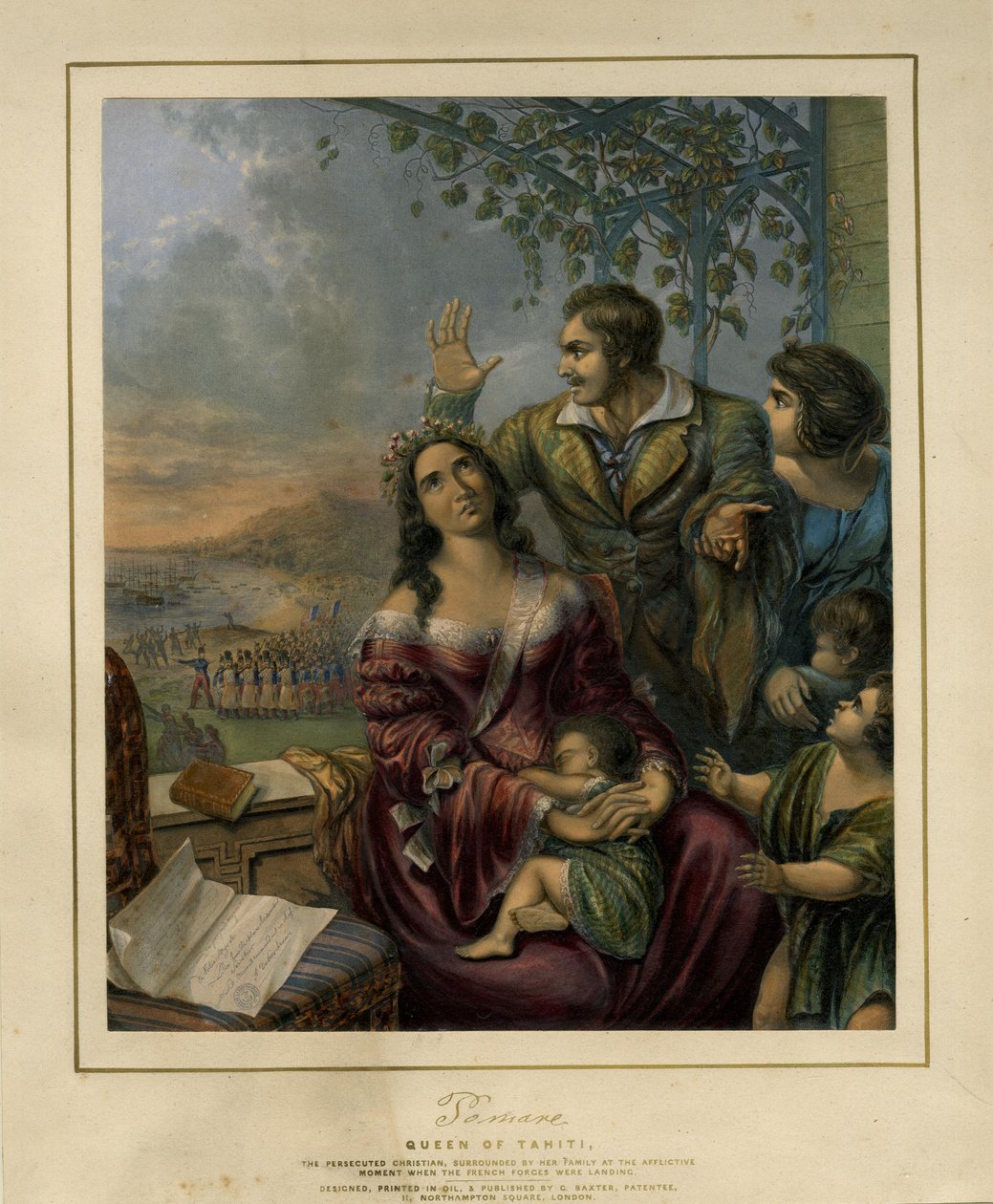 Pomare, reina de Tahití, la cristiana perseguida, por George Baxter, 1845, British Museum de George Baxter