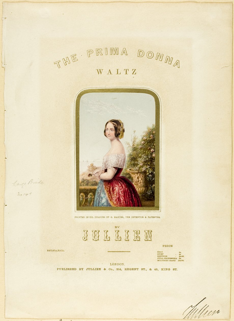 La novia, portada de la partitura del Vals de la Prima Donna de George Baxter