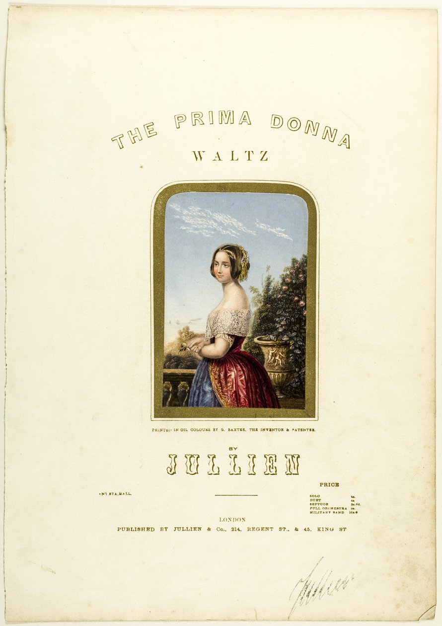 La Novia, portada de la partitura del Vals Prima Donna de George Baxter
