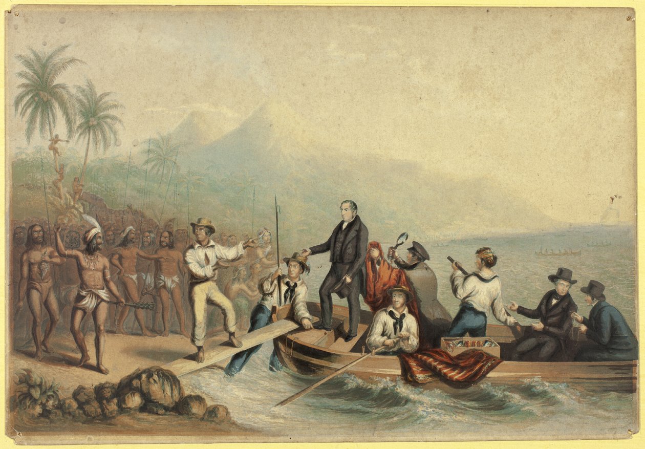 La Recepción del Rev. J. Williams, en Tanna en los Mares del Sur, el Día Antes de ser Asesinado de George Baxter