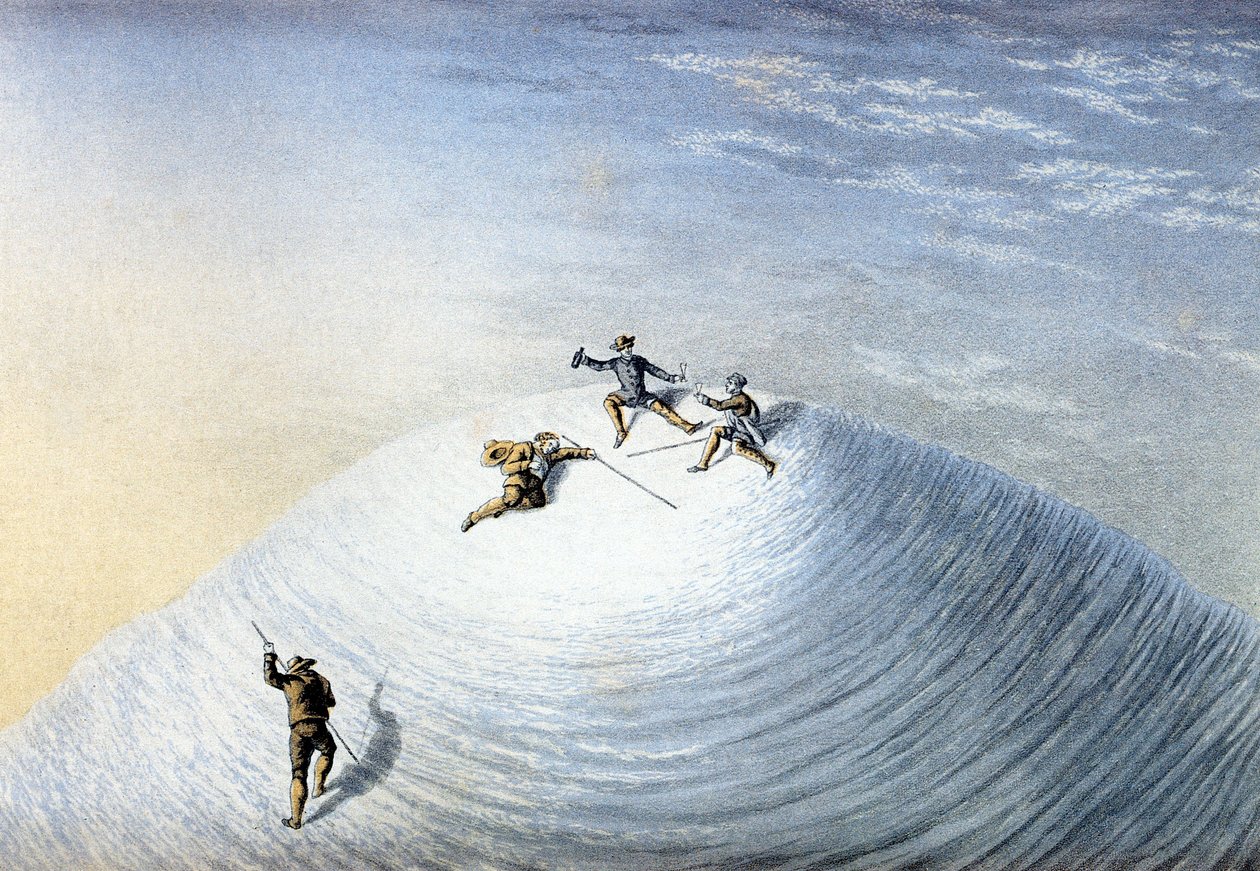 La ascensión del Monte Blanco por Albert Smith en 1851 (grabado en color) de George Baxter