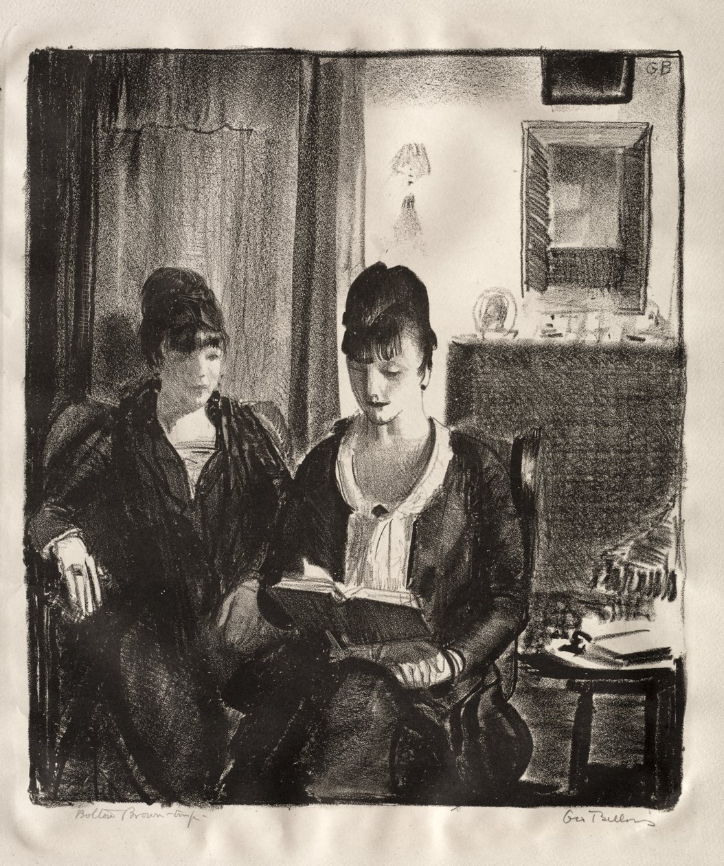 Elsie lee a Emma, segunda piedra de George Bellows