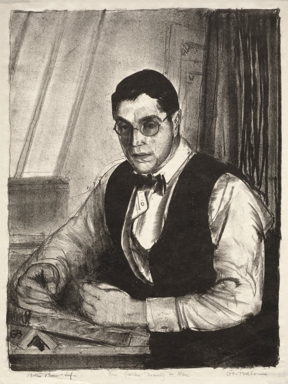 Gene Speicher dibujando sobre una piedra de George Bellows