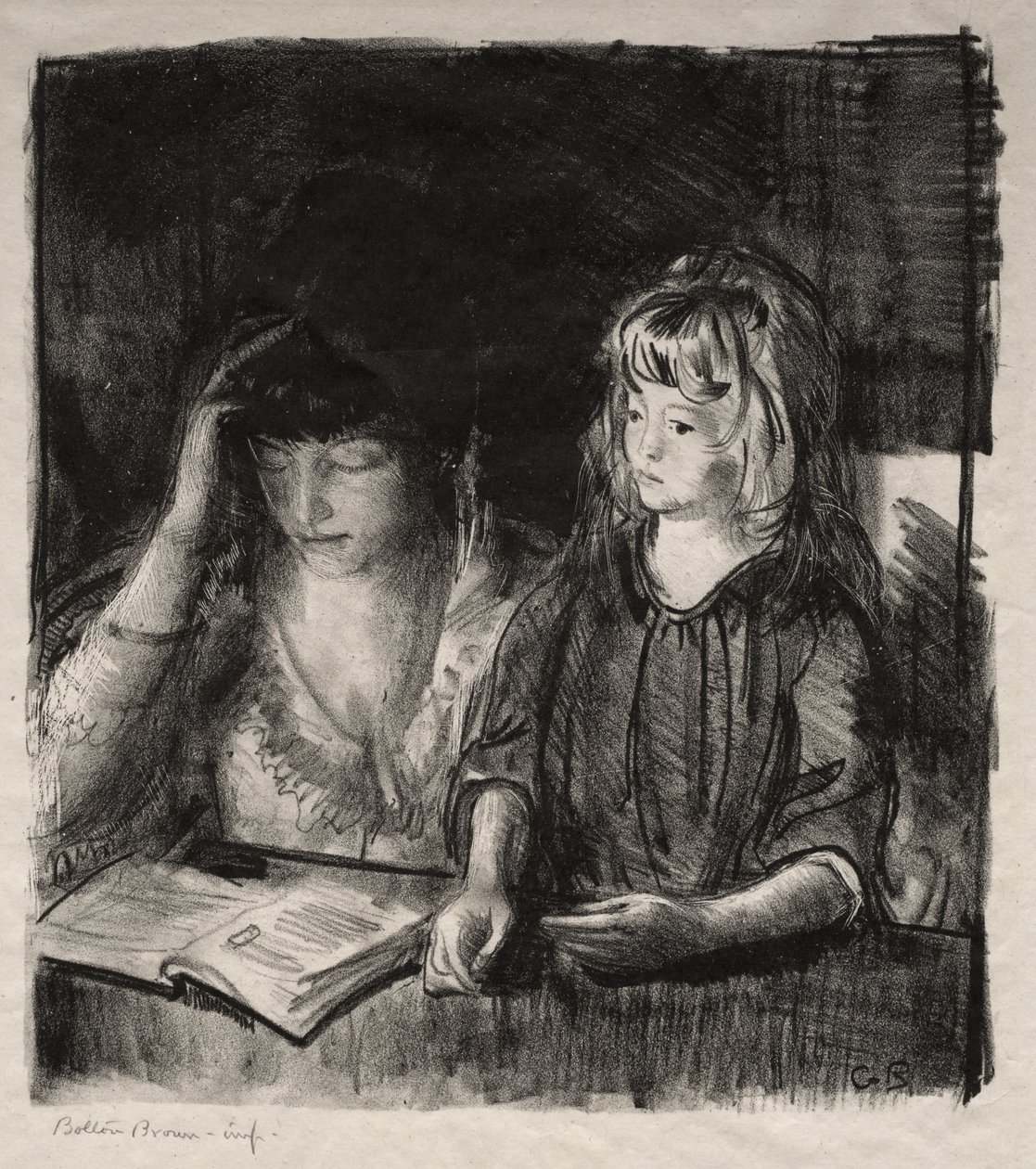 La señora Bellows leyendo a su hija Anne de George Bellows