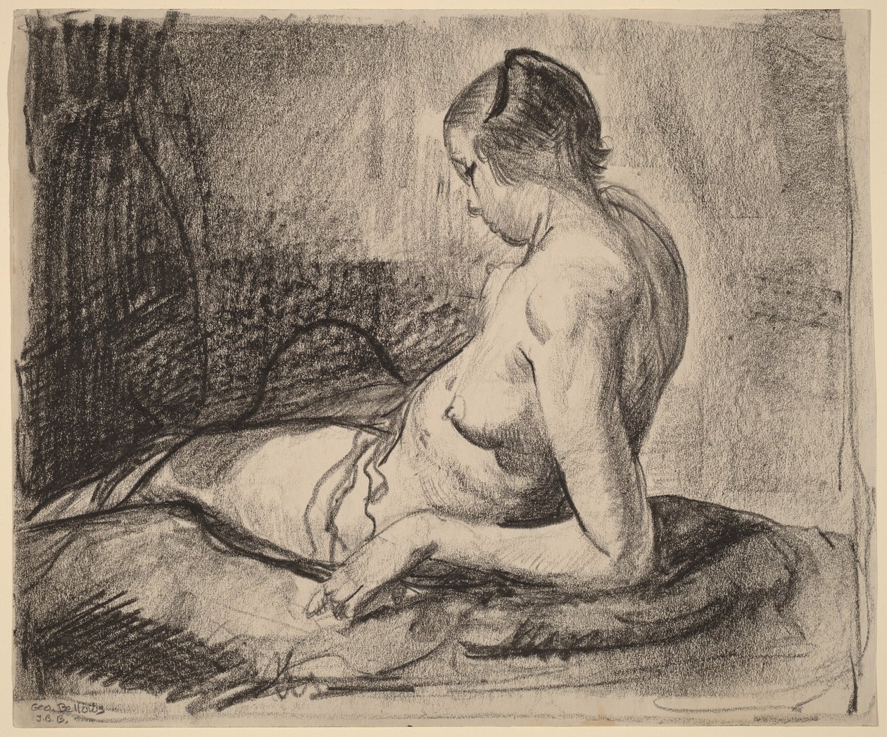 Chica desnuda recostada de George Bellows