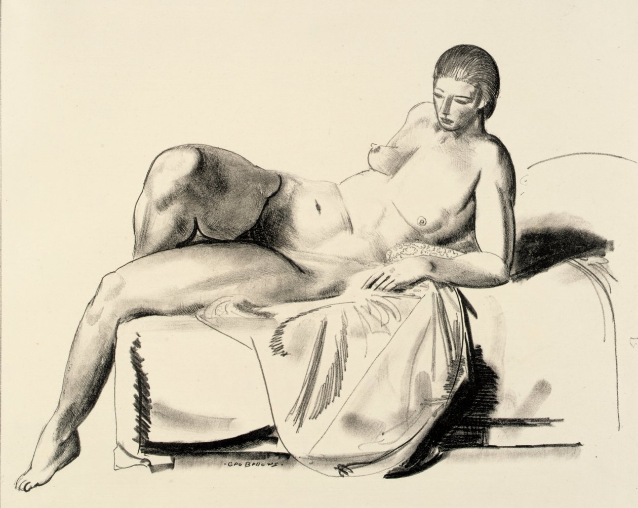 Estudio de desnudo, clásica en un sofá de George Bellows