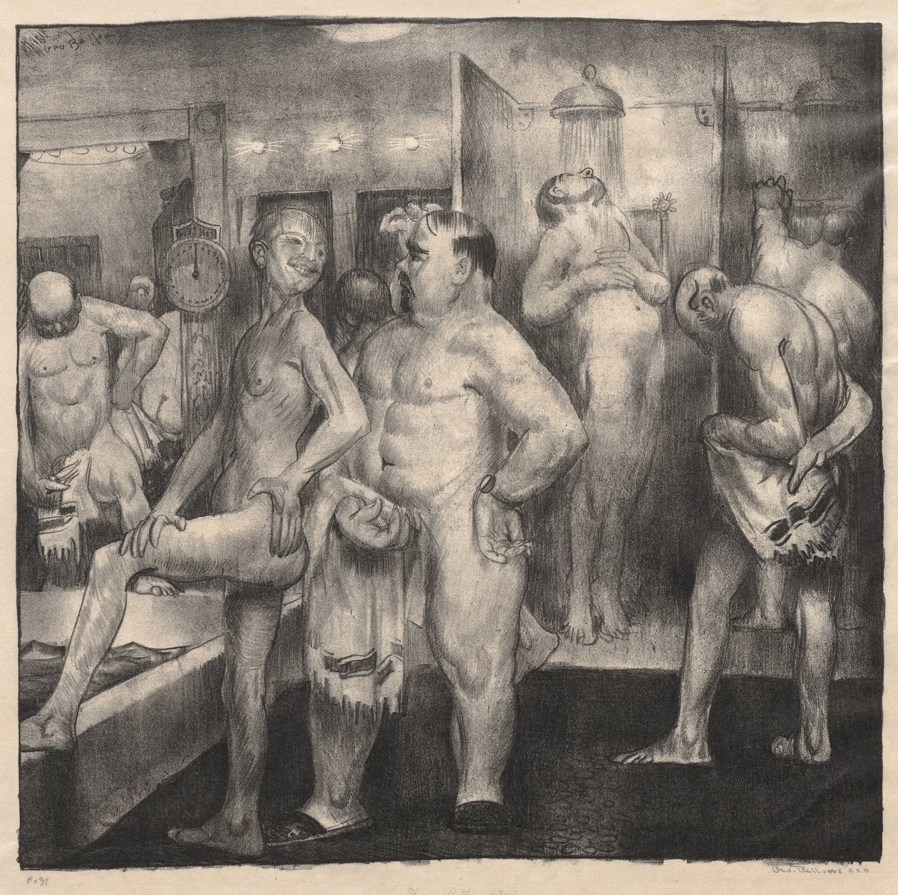 Baño con ducha, detalle de George Bellows