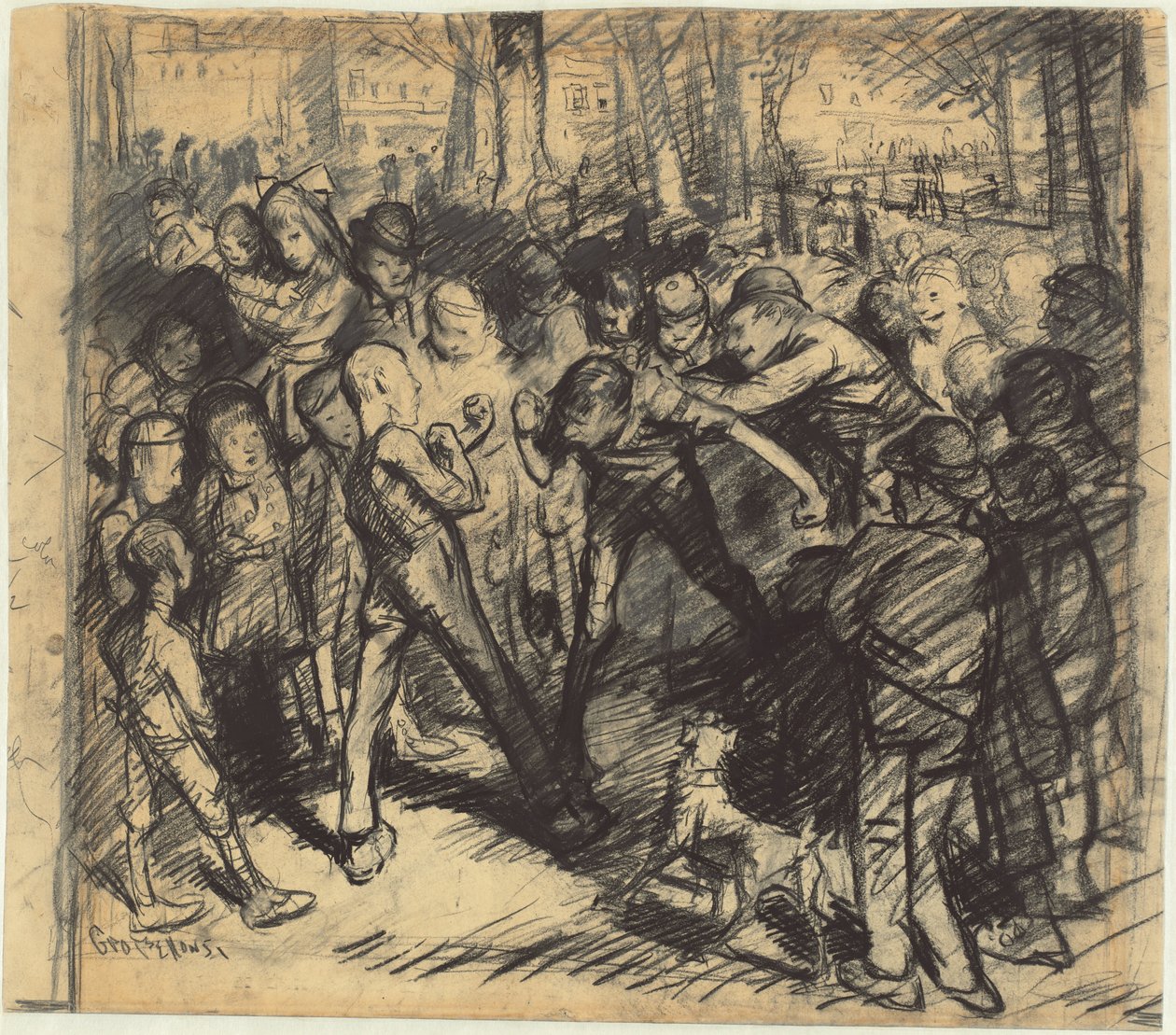 Pelea callejera [recto] de George Bellows