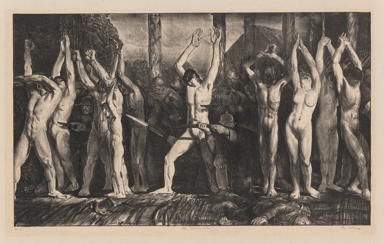 La barricada, la primera piedra de George Bellows