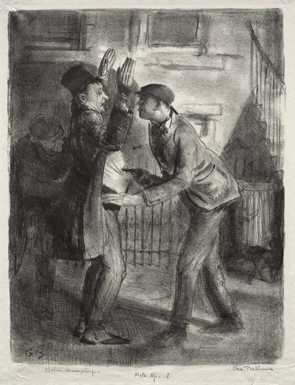 El atraco, primer estado de George Bellows