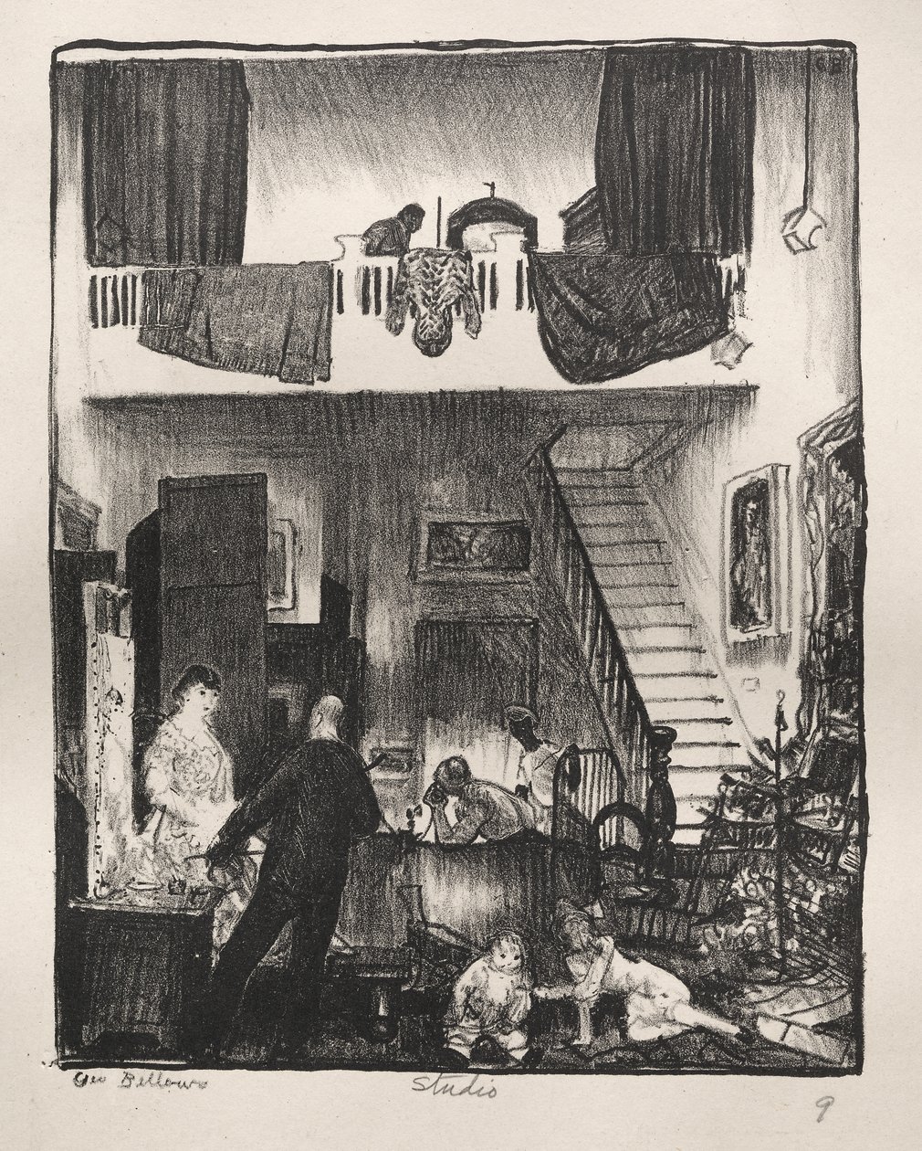 El estudio, Navidad de 1916 de George Bellows