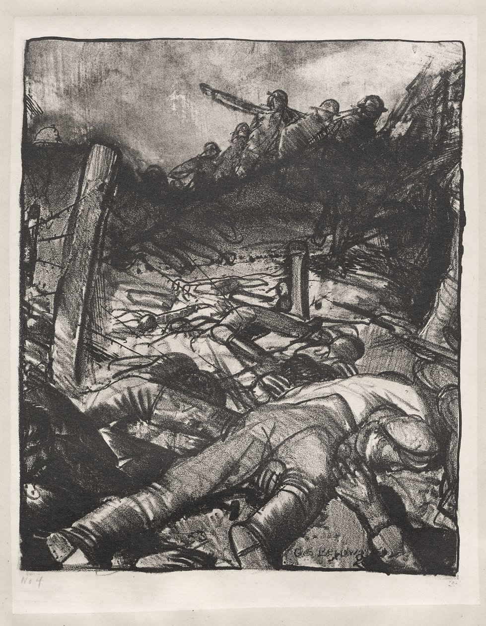 Serie de guerra: La carga, detalle izquierdo de George Bellows