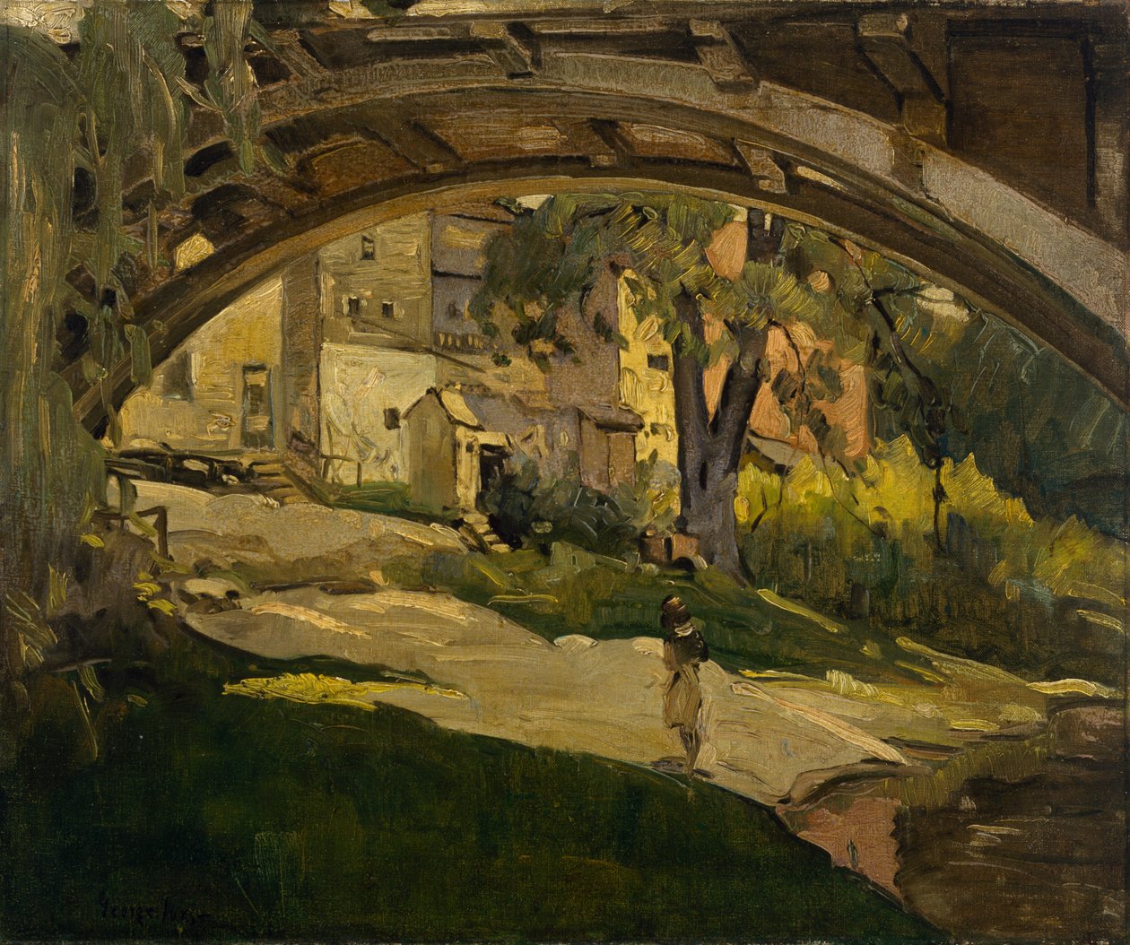 Chica bajo el puente arqueado (óleo sobre lienzo) de George Benjamin Luks