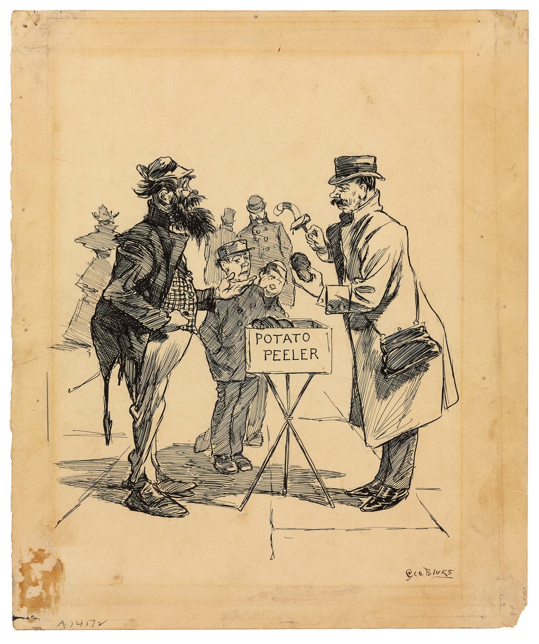 Vendedor ambulante, c.1895 (tinta sobre papel) de George Benjamin Luks